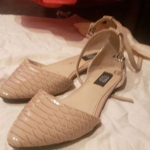 Snake Skin Ankle Strap Flats